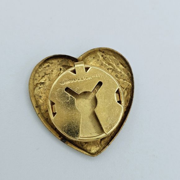 Heart Shaped Button Cover Vintage Art Nouveau Cameo Lady 1990 Click-It Gold Tone - Picture 6 of 8
